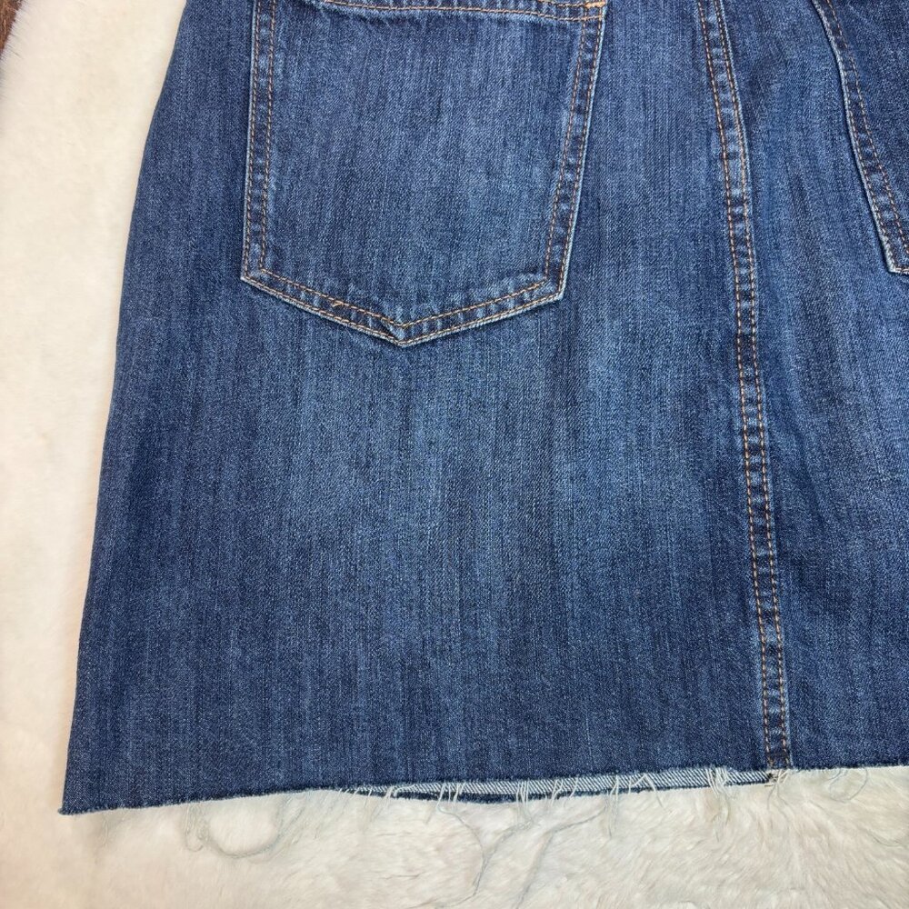 Gap Mini Skirt 30 Medium Wash Denim Button-Fly Raw Hem Blue Cotton Casual - Picture 6 of 8
